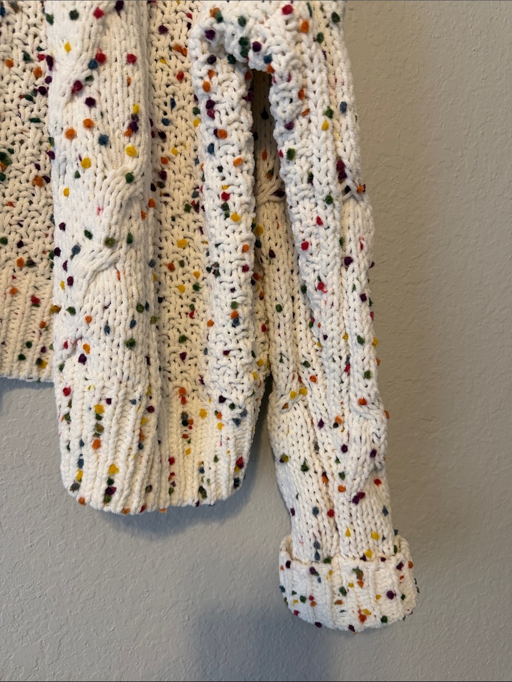 moon & madison Confetti Ivory Speckled Open-Front Cardigan - Picture 3 of 5